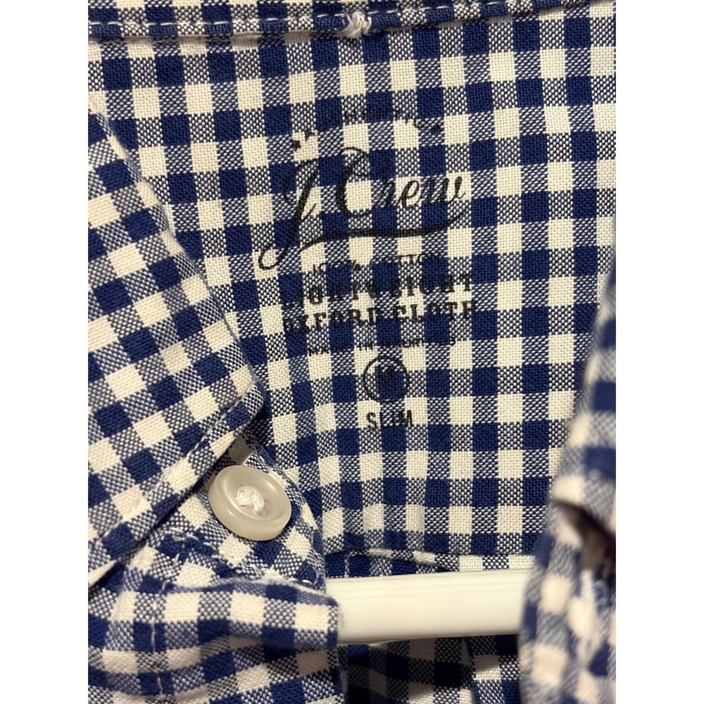 J.Crew Mens Slim M Gingham Oxford Shirt Navy White Long sleeve button down shirt - Picture 3 of 8
